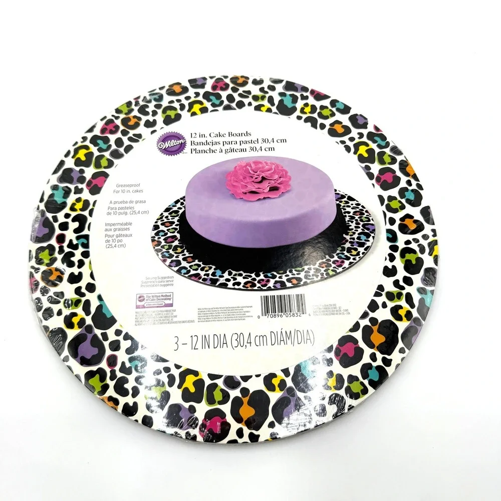 Wilton Cake Boards 12 Inch Multicolor Rainbow Leopard Print 3 Pack 2013